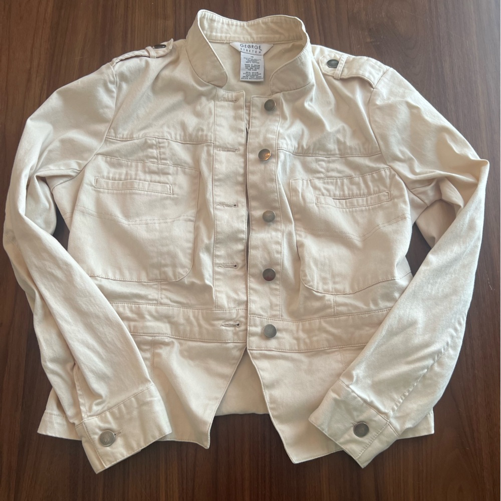 George Cream Denim Jacket with Button Front